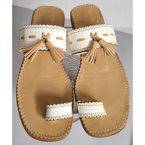 Penelope Chilvers White Leather Sandals EU 38 US 7 Boho Bohemian Coastal Resort - Picture 2 of 6